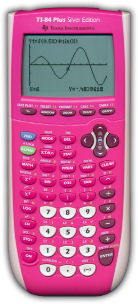 Fichier:TI-84 Plus SE 2008 Walmart Staples Pink dark-keys.png
