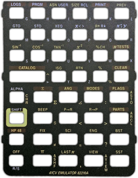 Fichier:HP 41CV emulator keyboard overlay 82210A.png